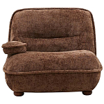 Кресло без подлокотников коричневое ну круглых деревянных ножках Loup Plush Armchair Brown варинант исполнения - 6 | Loft Concept в Брянске
