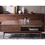 Кофейный стол из дерева с ящиком и нишей для хранения Coffee Walnut Table варинант исполнения - 1 | Loft Concept в Брянске