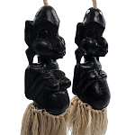 Комплект из 2-х деревянных статуэток Asmat Straw Headdress Statuettes Black варинант исполнения - 3 | Loft Concept в Брянске