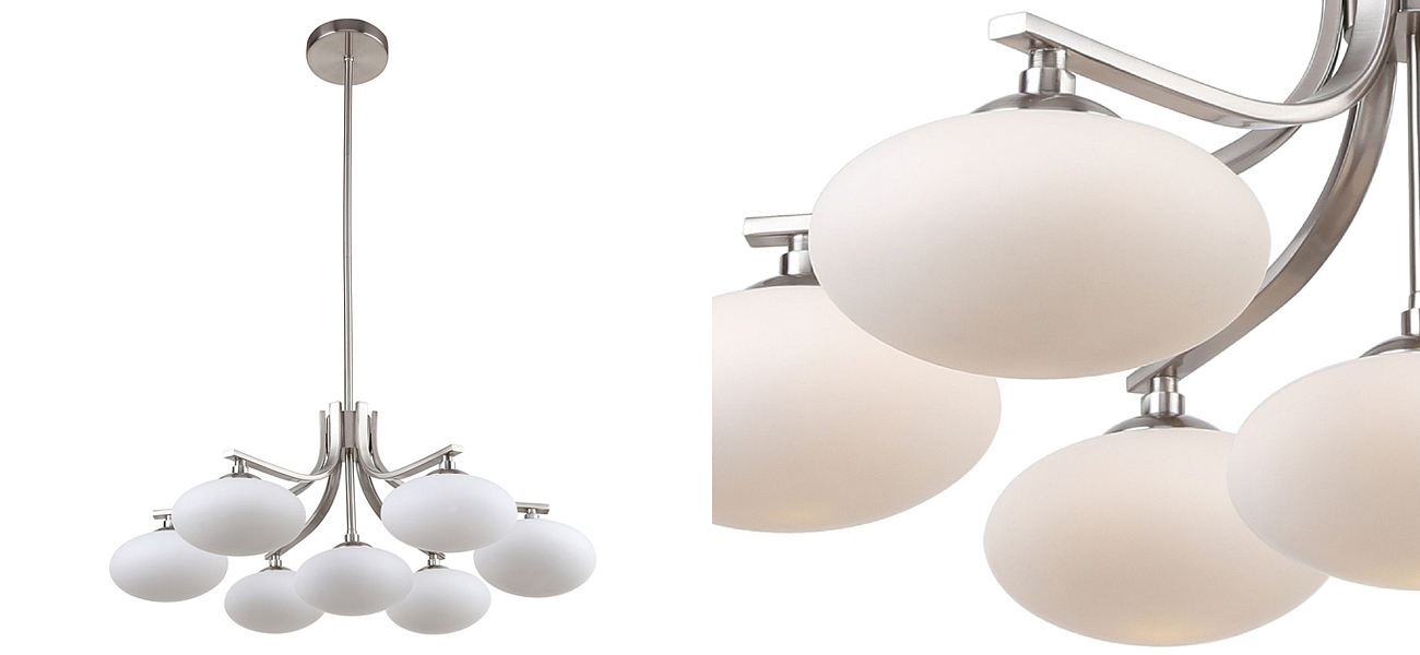 Люстра с овальными белыми плафонами Mushrooms Lamp Люстра с овальными белыми плафонами Mushrooms Lamp - Loft-Concept в Брянске