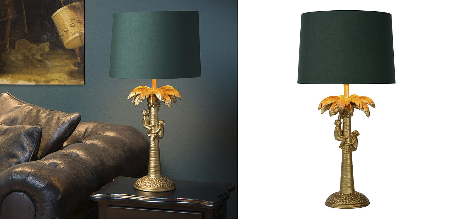 Настольная лампа Пальма Monkeys on a palm table lamp green Настольная лампа Пальма Monkeys on a palm table lamp green - Loft-Concept в Брянске