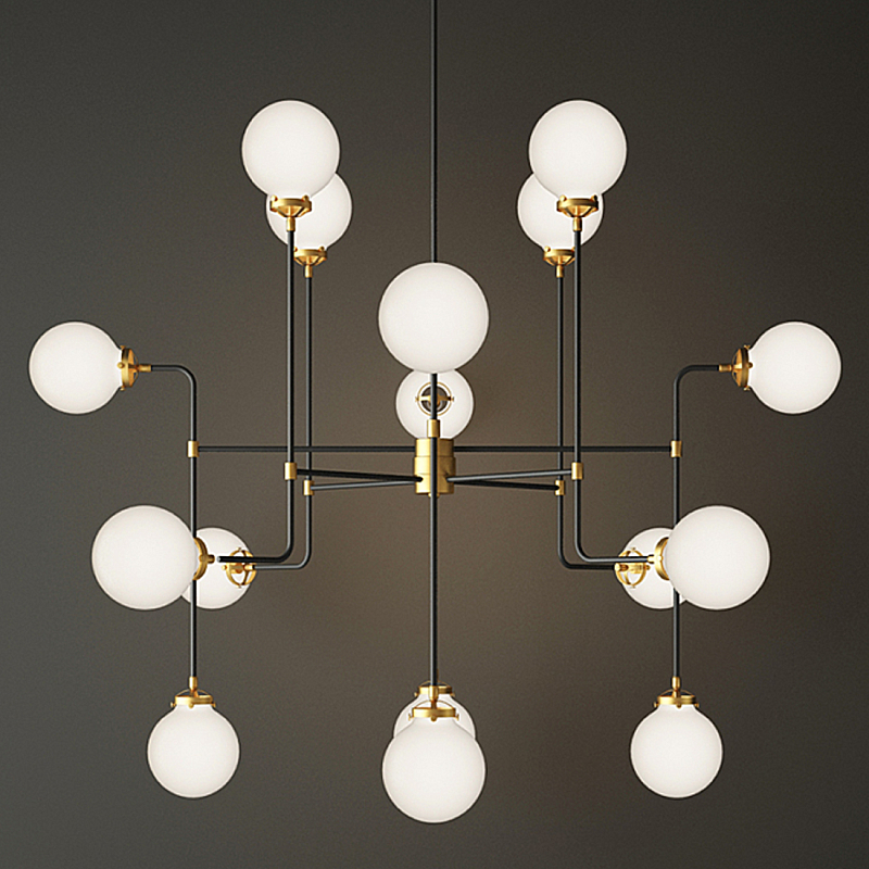 Люстра БИСТРО Globe Clear Glass Chandelier 16 Milk Черный в Брянске | Loft Concept 
