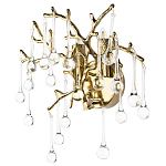 Бра в форме ветвей деревьев золотого цвета с прозрачными подвесками-каплями Droplet Bra варинант исполнения - 1 | Loft Concept в Брянске