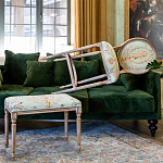 Банкетка из массива бука светло-зеленая с растительным орнаментом Raffael Angel Floral Banquette варинант исполнения - 4 | Loft Concept в Брянске