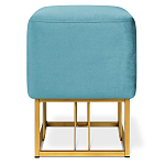 Пуф квадратный голубой велюр на золотом металлическом основании Celeste Blue варинант исполнения - 2 | Loft Concept в Брянске