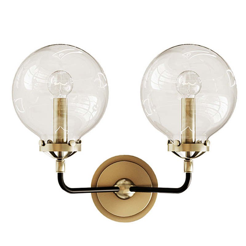Бра Бистро Globe Clear Glass Double Sconce Brass  в Брянске | Loft Concept 