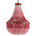 Люстра каплевидной формы украшенная круглыми бусинами Wooden Beads Chandelier Red Pink варинант исполнения - 1 | Loft Concept в Брянске