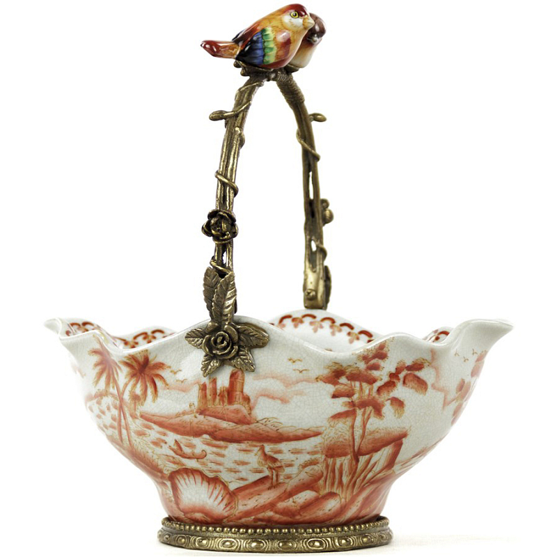 Чаша Basket With Birds Белый Бронза Красный Чаша Basket With Birds Белый Бронза Красный в Брянске | Loft Concept