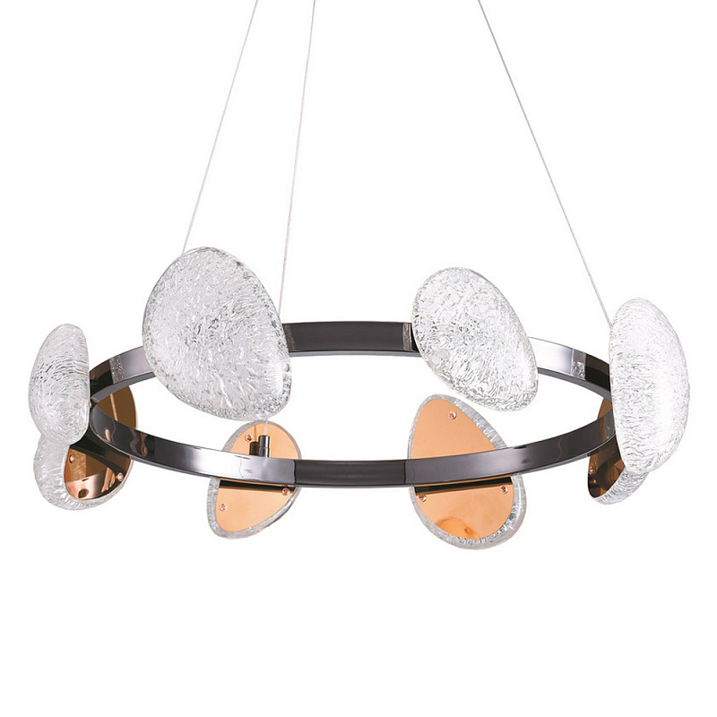 Люстра подвесная круглая с овальными плафонами Iona chandelier Черный Прозрачный в Брянске | Loft Concept 