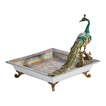 Блюдо квадратное с павлином на бронзовых ножках Eden Garden варинант исполнения - 2 | Loft Concept в Брянске