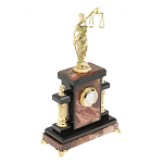 Часы настольные бронзовые из натурального камня Яшма с декором в виде Фемиды Themis Stone Clock варинант исполнения - 2 | Loft Concept в Брянске