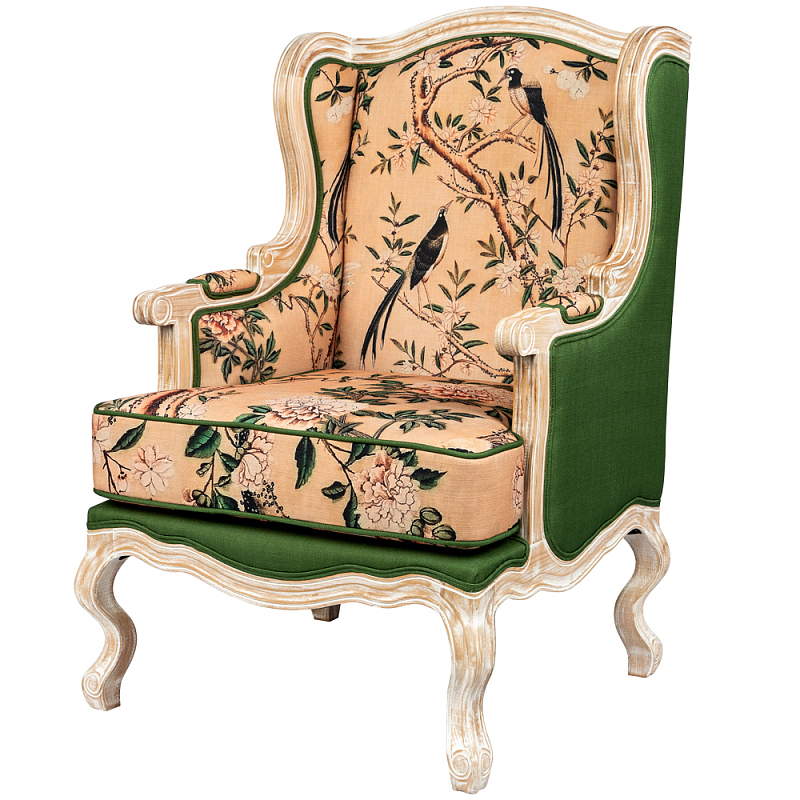 Кресло Beige and Green Chinoiserie Armchair Бежевый Зеленый Кресло Beige and Green Chinoiserie Armchair Бежевый Зеленый в Брянске | Loft Concept