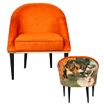 Кресло из натурального бука оранжевое с цветным принтом Impressionism in Art варинант исполнения - 2 | Loft Concept в Брянске