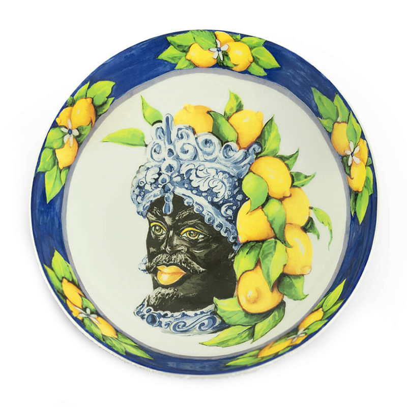 Тарелка Abhika SOUP PLATE MORO HEAD D 22,5 Blue Темно-синий Желтый Тарелка Abhika SOUP PLATE MORO HEAD D 22,5 Blue Темно-синий Желтый в Брянске | Loft Concept