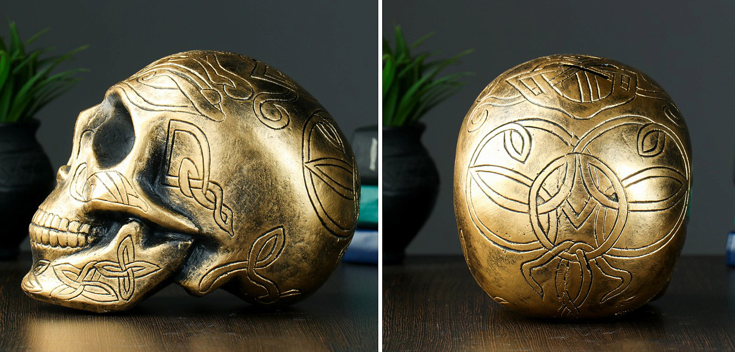 Статуэтка Golden Skull with Pattern Статуэтка Golden Skull with Pattern - Loft-Concept в Брянске