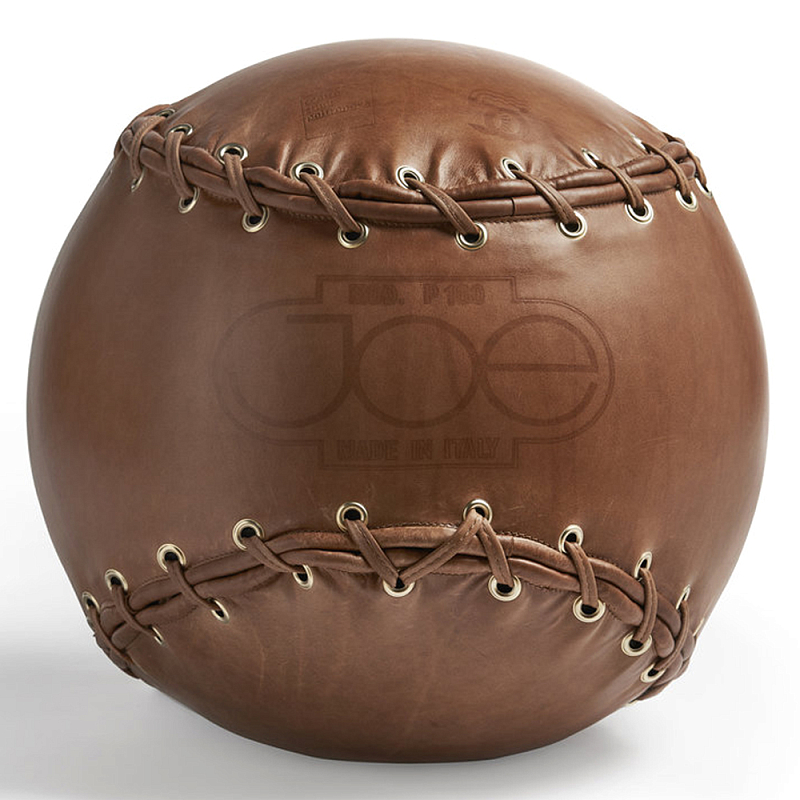 Дизайнерский кожаный пуф в виде бейсбольного мяча Poltronova Joe Ball Pouf Коричневый в Брянске | Loft Concept 