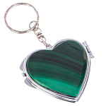 Зеркало брелок складное двухстороннее в форме сердца из натурального камня Малахит Stone Mirrors варинант исполнения - 1 | Loft Concept в Брянске