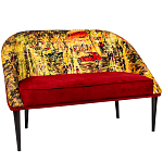 Диван двухместный из натурального бука красный с цветным принтом Impressionism in Art варинант исполнения - 3 | Loft Concept в Брянске