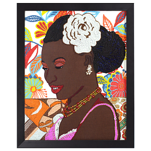 Картина ручная вышивка бисером Portrait of Mnonja with Flower in Her Hair