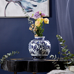 Ваза округлой формы с бело-синим цветочным орнаментом Blue & White Ornament  варинант исполнения - 2 | Loft Concept в Брянске