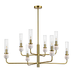 Люстра с 8-ю плафонами в форме стеклянных трубок и мраморных декоративных элементов Montreal варинант исполнения - 8 | Loft Concept в Брянске