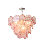 Люстра с каскадом из круглых розовых стеклянных дисков Pink Light Waterfall варинант исполнения - 3 | Loft Concept в Брянске