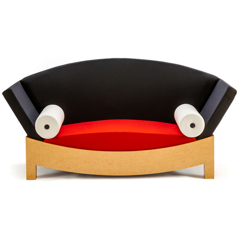 Дизайнерский диван с двумя подушками-валиками Poltronova Mitzi Sofa Черный Красный Белый Песочный в Брянске | Loft Concept 