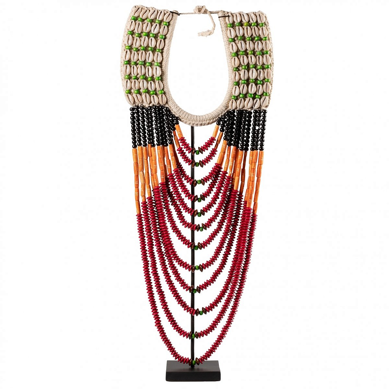 Африканское Ожерелье на подставке NECKLACE BLACK ORANGE RED ON STAND Черный Красный Африканское Ожерелье на подставке NECKLACE BLACK ORANGE RED ON STAND Черный Красный в Брянске | Loft Concept