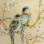 Настольная лампа бежевая с изображением птиц Slip Away варинант исполнения - 6 | Loft Concept в Брянске