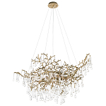 Подвесная люстра в виде ветвей деревьев золотого цвета с прозрачными подвесками-каплями 10 и 14 ламп Droplet Chandelier варинант исполнения - 3 | Loft Concept в Брянске