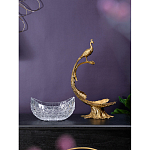 Чаша из прозрачного стекла на бронзовой подставке в виде павлина с рельефным хвостом Eden Garden варинант исполнения - 7 | Loft Concept в Брянске