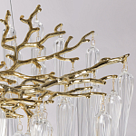 Люстра золотого цвета с декоративными ветками и длинными прозрачными стеклянными подвесами в форме сосулек Droplet Chandelier варинант исполнения - 7 | Loft Concept в Брянске