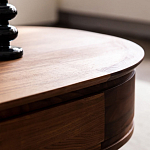 Кофейный стол овальный из дерева с 2-мя ящиками Coffee Walnut Table варинант исполнения - 9 | Loft Concept в Брянске