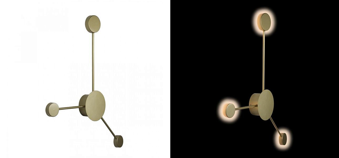 Бра Лофт Vibia Pin Wall Light 3 плафона Золотой матовый цвет Бра Лофт Vibia Pin Wall Light 3 плафона Золотой матовый цвет - Loft-Concept в Брянске
