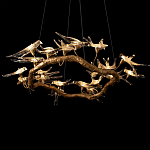 Люстра подвесная с прозрачными стеклянными птичками на ветвях Диаметр 100 см Serip Voa варинант исполнения - 9 | Loft Concept в Брянске