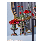 Ваза из фарфора черная с цветочной росписью и бронзовой стрекозой Spring Garden варинант исполнения - 4 | Loft Concept в Брянске