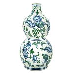 Ваза фигурная с сине-зелеными узорами распустившихся цветов Blossoming Spring варинант исполнения - 1 | Loft Concept в Брянске