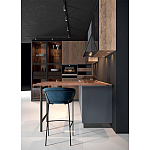 Комбинированный кухонный гарнитур сине-серого цвета с фасадом под дерево Benjamin Kitchen Set варинант исполнения - 5 | Loft Concept в Брянске