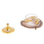 Икорница с декором "Осетр" с гравировкой на подставке из натурального камня Агат Decorative Cavair Dishes варинант исполнения - 3 | Loft Concept в Брянске