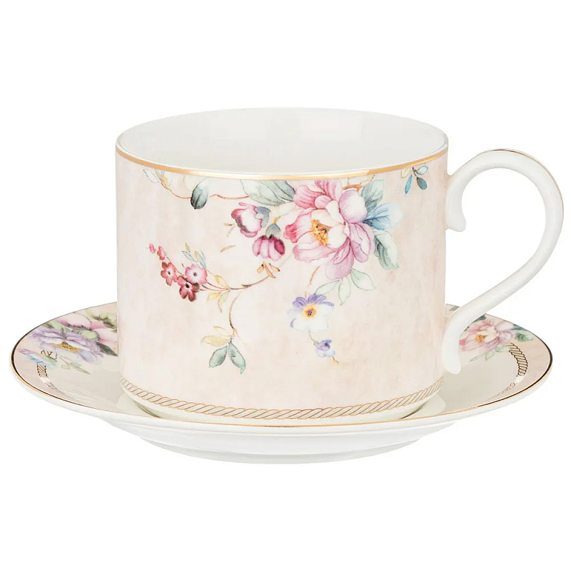 Чайная пара из фарфора с цветочным принтом 300мл Flower Porcelain Collection Розовый Мульти Чайная пара из фарфора с цветочным принтом 300мл Flower Porcelain Collection Розовый Мульти в Брянске | Loft Concept