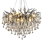 Люстра черная с прозрачными стеклянными подвесками в форме капель FAIRYTREE Light варинант исполнения - 3 | Loft Concept в Брянске