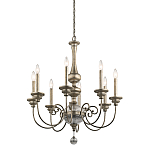 Люстра серебряного цвета с состаренным эффектом и декоративным подвесным шаром Kichler варинант исполнения - 1 | Loft Concept в Брянске