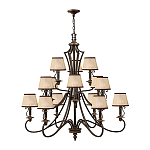 Люстра бронзового цвета с бежевыми абажурами из органзы в классическом стиле Hinkley варинант исполнения - 2 | Loft Concept в Брянске
