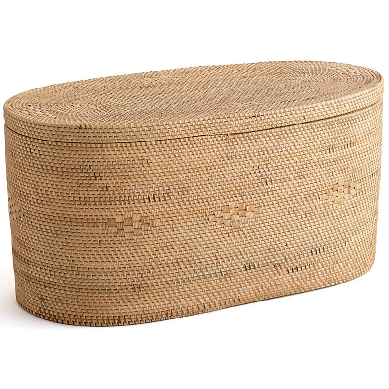 Плетеная овальная корзина с крышкой Shani Rattan Basket Бежевый Плетеная овальная корзина с крышкой Shani Rattan Basket Бежевый в Брянске | Loft Concept