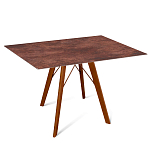 Стол обеденный с коричневой прямоугольной столешницей из керамики на четырех деревянных ножках Brown Ceramics варинант исполнения - 1 | Loft Concept в Брянске