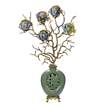 Ваза зеленая с бронзовыми ветвями и фарфоровыми рыбками Eden Garden варинант исполнения - 1 | Loft Concept в Брянске