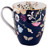 Кружка синяя из фарфора с рисунком цветов 400 мл Garden Whisper Porcelain Set  варинант исполнения - 1 | Loft Concept в Брянске