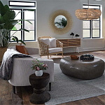 Круглая люстра волнистой формы с декором из круглых деревянных бусин White Wooden Beads Chandelier варинант исполнения - 2 | Loft Concept в Брянске