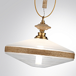 Подвесной светильник с плоским прозрачным плафоном и декоративной вставкой из текстурного камня Tectona  варинант исполнения - 6 | Loft Concept в Брянске