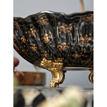 Блюдо черного цвета из фрафора на бронзовых ножках Eden Garden porcelain and bronze варинант исполнения - 5 | Loft Concept в Брянске